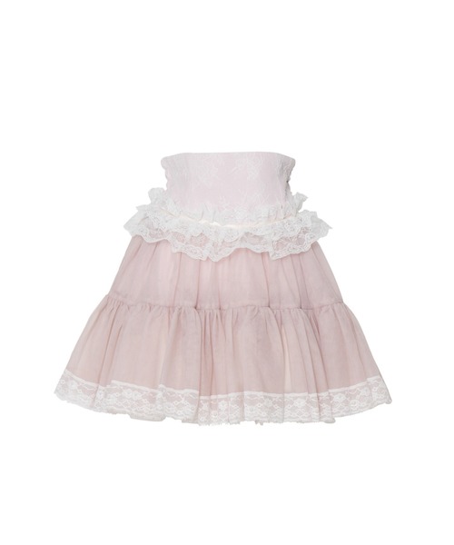 mellfy memory（メルフィーメモリー）の「Sweet millefeuille tiered skirt（スカート・レディース・ピンク/ホワイト・S/M）」の2枚目の写真