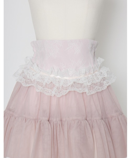 mellfy memory（メルフィーメモリー）の「Sweet millefeuille tiered skirt（スカート・レディース・ピンク/ホワイト・S/M）」の5枚目の写真