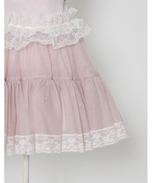 mellfy memory（メルフィーメモリー）の「Sweet millefeuille tiered skirt（スカート・レディース・ピンク/ホワイト・S/M）」の6枚目の写真