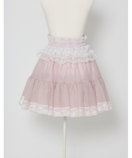 mellfy memory（メルフィーメモリー）の「Sweet millefeuille tiered skirt（スカート・レディース・ピンク/ホワイト・S/M）」の4枚目の写真
