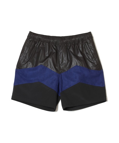 CRIMIE(クライミー)の「HYBRID TRACK SHORTS _ LUX FAKE SUEDE PANEL(その他パンツ・メンズ・ブラック×ブルー/ブラック・M/XXL/XL/L)」の1枚目の写真