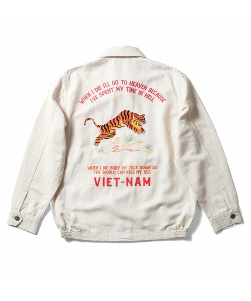 HOUSTON(ヒューストン)の「HOUSTON ヒューストン COTTON LINEN VIETNAM JACKET(TIGER)タイガー 虎柄 刺繍 コットンリネン ベトナムジャケット/ベトジャン/スーベニアジャケット(ブルゾン・メンズ・ブラック/マルーン/ナチュラル・M/XL/L)」の8枚目の写真