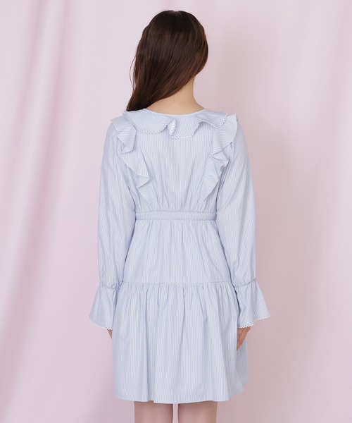 JILL by JILL STUART（ジルバイジルスチュアート）の「ストライプレースミニワンピース（ワンピース・レディース・ホワイト系その他/ブルー系その他/グレー系その他・FREE）」の15枚目の写真