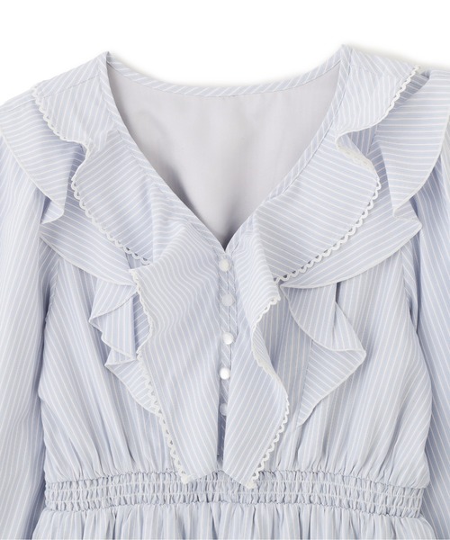 JILL by JILL STUART（ジルバイジルスチュアート）の「ストライプレースミニワンピース（ワンピース・レディース・ホワイト系その他/ブルー系その他/グレー系その他・FREE）」の12枚目の写真