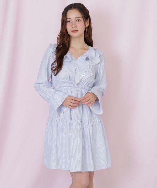 JILL by JILL STUART（ジルバイジルスチュアート）の「ストライプレースミニワンピース（ワンピース・レディース・ホワイト系その他/ブルー系その他/グレー系その他・FREE）」の22枚目の写真