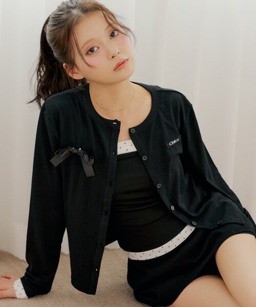 Chico(チコ)の「コンパクトカーデ+ベアビスチェセット(Tシャツ/カットソー・レディース・ブラック/アイボリー/グレー/ベージュ・FREE)」の9枚目の写真