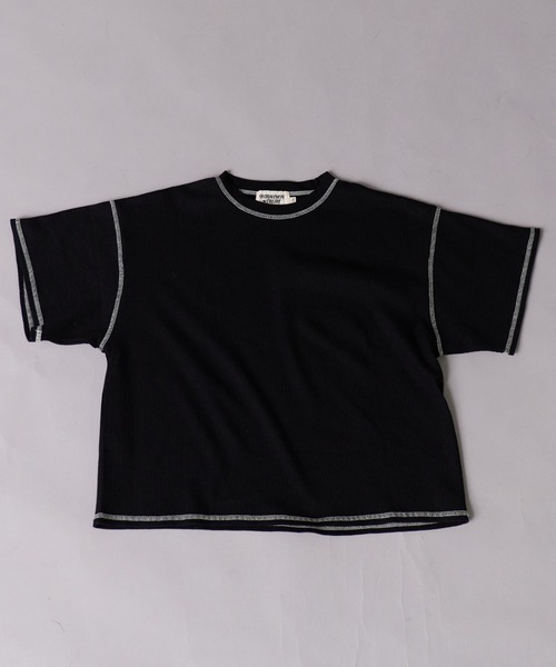 PAIRMANON STREET（ペアマノンストリート）の「【ワッフル】配色ステッチ半袖Ｔ【PAIRMANON STREET】（Tシャツ/カットソー・キッズ・ブルー/アイボリー/グレー/ブラック・100/110/120/130/140/150/90/160）」の17枚目の写真