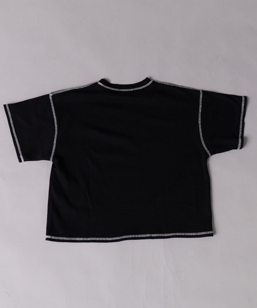 PAIRMANON STREET（ペアマノンストリート）の「【ワッフル】配色ステッチ半袖Ｔ【PAIRMANON STREET】（Tシャツ/カットソー・キッズ・ブルー/アイボリー/グレー/ブラック・100/110/120/130/140/150/90/160）」の18枚目の写真