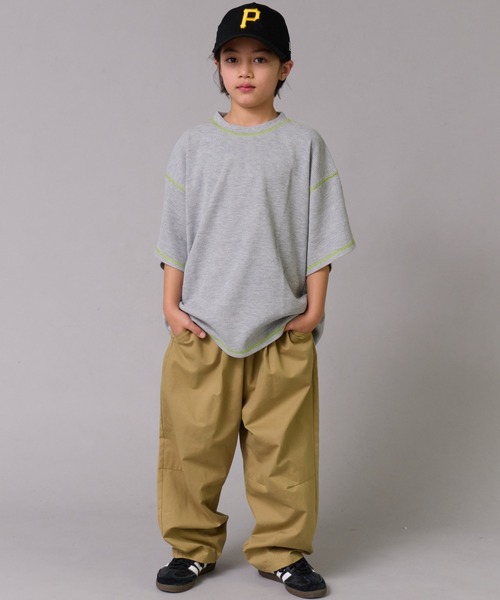 PAIRMANON STREET（ペアマノンストリート）の「【ワッフル】配色ステッチ半袖Ｔ【PAIRMANON STREET】（Tシャツ/カットソー・キッズ・ブルー/アイボリー/グレー/ブラック・100/110/120/130/140/150/90/160）」の13枚目の写真