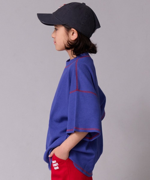 PAIRMANON STREET（ペアマノンストリート）の「【ワッフル】配色ステッチ半袖Ｔ【PAIRMANON STREET】（Tシャツ/カットソー・キッズ・ブルー/アイボリー/グレー/ブラック・100/110/120/130/140/150/90/160）」の14枚目の写真