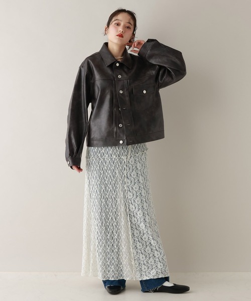 RAGEBLUE（レイジブルー）の「フェイクレザー/スウェードトラッカーブルゾン（ブルゾン・レディース・ブラック系/ブラウン系・FREE）」の15枚目の写真