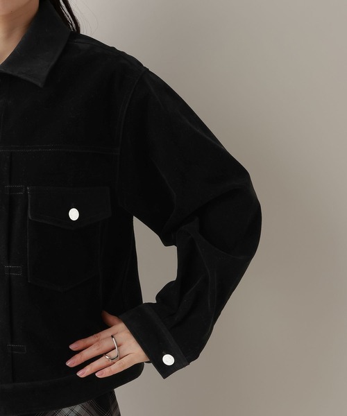 RAGEBLUE（レイジブルー）の「フェイクレザー/スウェードトラッカーブルゾン（ブルゾン・レディース・ブラック系/ブラウン系・FREE）」の3枚目の写真