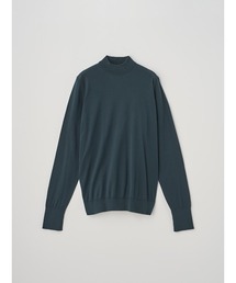 長袖モックネックコットンニットクラシックプルオーバー