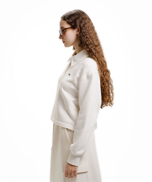 LACOSTE(ラコステ)の「クロップド丈 ポロニットスウェットシャツ(スウェット・レディース・ライトグレー/オフホワイト・40/38/36/34)」の5枚目の写真