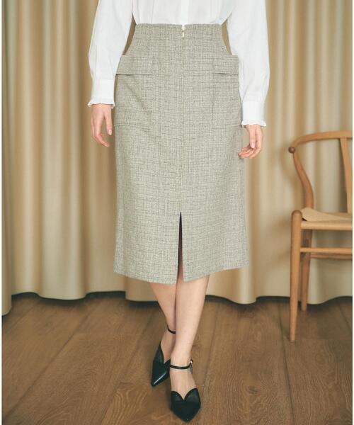 index（インデックス）の「フロントジップタイトスカート【洗濯機OK/イージーアイロン】（スカート・レディース・チャコール/ベージュ系その他2/アイボリー系3・36/38/40/42）」の4枚目の写真