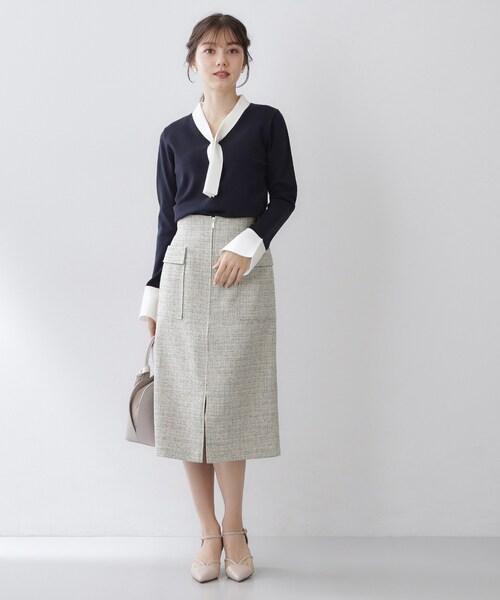 index（インデックス）の「フロントジップタイトスカート【洗濯機OK/イージーアイロン】（スカート・レディース・チャコール/ベージュ系その他2/アイボリー系3・36/38/40/42）」の6枚目の写真