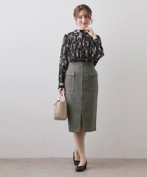 index（インデックス）の「フロントジップタイトスカート【洗濯機OK/イージーアイロン】（スカート・レディース・チャコール/ベージュ系その他2/アイボリー系3・36/38/40/42）」の10枚目の写真