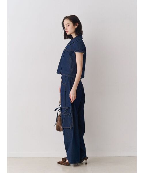 jouetie（ジュエティ）の「パフスリーブデニムジャケット【セットアップ対応】（その他トップス・レディース・インディゴブルー/ブラック・MEDIUM）」の10枚目の写真