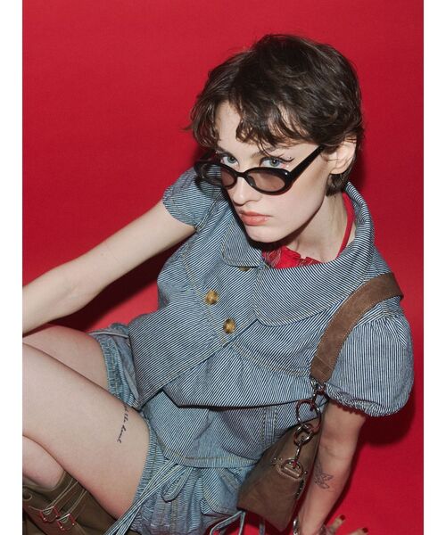 jouetie（ジュエティ）の「パフスリーブデニムジャケット【セットアップ対応】（その他トップス・レディース・インディゴブルー/ブラック・MEDIUM）」の11枚目の写真