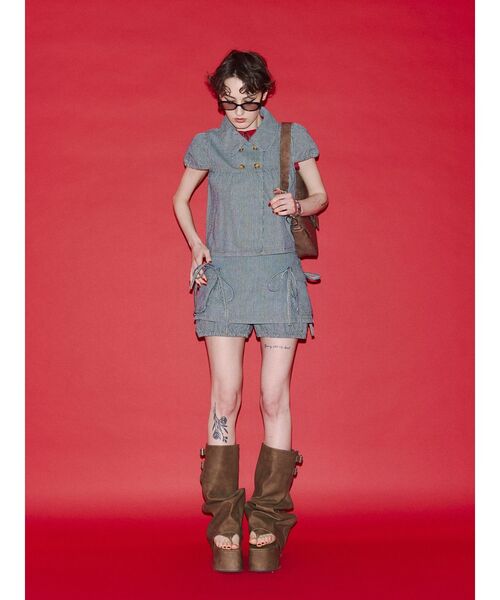 jouetie（ジュエティ）の「パフスリーブデニムジャケット【セットアップ対応】（その他トップス・レディース・インディゴブルー/ブラック・MEDIUM）」の16枚目の写真