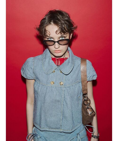 jouetie（ジュエティ）の「パフスリーブデニムジャケット【セットアップ対応】（その他トップス・レディース・インディゴブルー/ブラック・MEDIUM）」の19枚目の写真