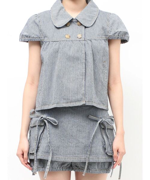 jouetie（ジュエティ）の「パフスリーブデニムジャケット【セットアップ対応】（その他トップス・レディース・インディゴブルー/ブラック・MEDIUM）」の21枚目の写真