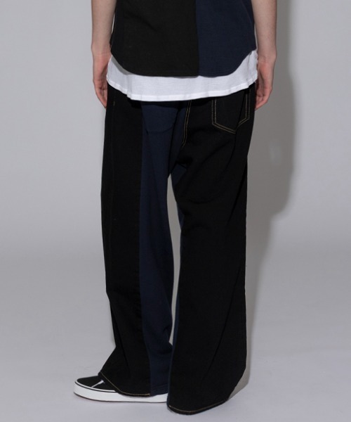 FACETASM（ファセッタズム）の「FACETASM/ファセッタズム/DENIM MERGINGSWEAT PANTS（その他パンツ・メンズ・ブラック・3）」の4枚目の写真