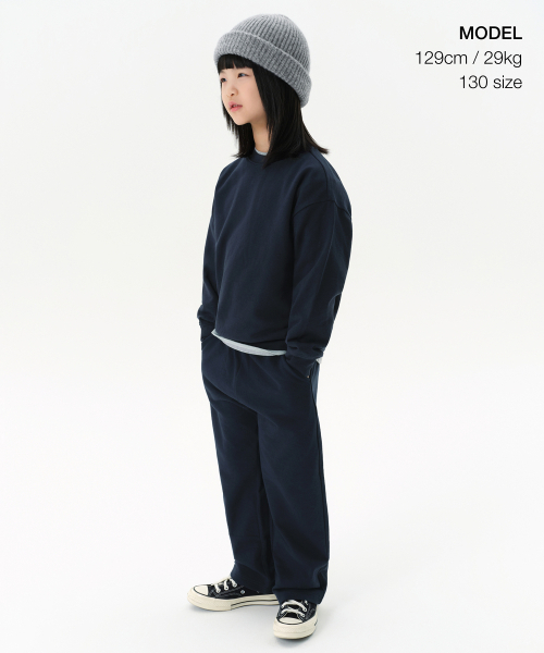 MUSINSA STANDARD KIDS（ムシンサスタンダードキッズ）の「オーバーサイズスウェットシャツ[ネイビー]（スウェット・レディース・その他・100/110/120/150/160/130/140）」の8枚目の写真