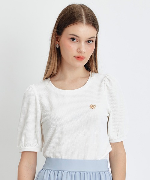 REDYAZEL（レディアゼル）の「チェックジャガードカットロゴプルオーバー（Tシャツ/カットソー・レディース・ネイビー/ブラック系その他/グリーン/ホワイト・FREE）」の2枚目の写真