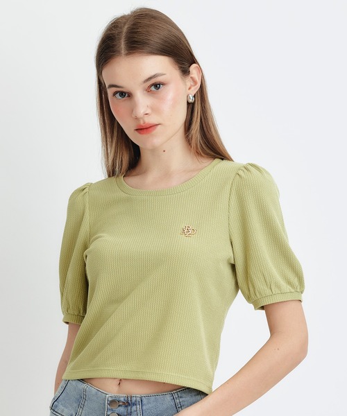 REDYAZEL（レディアゼル）の「チェックジャガードカットロゴプルオーバー（Tシャツ/カットソー・レディース・ネイビー/ブラック系その他/グリーン/ホワイト・FREE）」の4枚目の写真