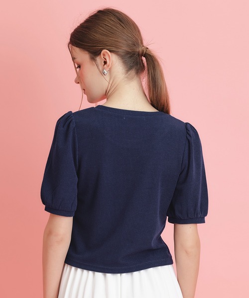 REDYAZEL（レディアゼル）の「チェックジャガードカットロゴプルオーバー（Tシャツ/カットソー・レディース・ネイビー/ブラック系その他/グリーン/ホワイト・FREE）」の6枚目の写真