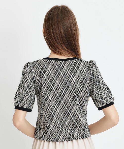 REDYAZEL（レディアゼル）の「チェックジャガードカットロゴプルオーバー（Tシャツ/カットソー・レディース・ネイビー/ブラック系その他/グリーン/ホワイト・FREE）」の20枚目の写真