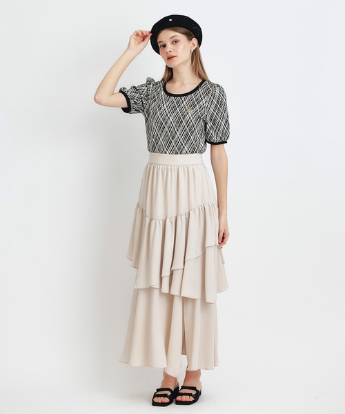 REDYAZEL（レディアゼル）の「チェックジャガードカットロゴプルオーバー（Tシャツ/カットソー・レディース・ネイビー/ブラック系その他/グリーン/ホワイト・FREE）」の9枚目の写真