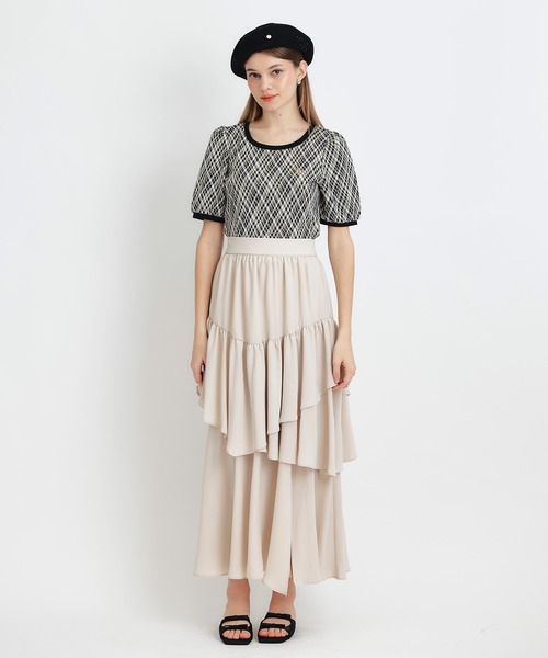 REDYAZEL（レディアゼル）の「チェックジャガードカットロゴプルオーバー（Tシャツ/カットソー・レディース・ネイビー/ブラック系その他/グリーン/ホワイト・FREE）」の10枚目の写真