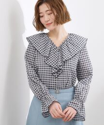 grove | 大人の華やぎチェックフリルブラウス(シャツ/ブラウス)