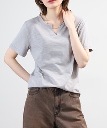 スラブ天竺ヘンリー&キーネックTシャツ 半袖