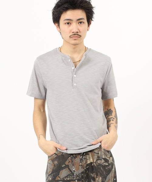 FUNALIVE(ファンアライブ)の「スラブ天竺ヘンリー&キーネックTシャツ 半袖(Tシャツ/カットソー・メンズ・ネイビー/グレー系/ネイビー系/グレー/ピンク系/ピンク/ホワイト/ブラック/ブラック系/ホワイト系・X-LARGE/LARGE/L/M/XL/MEDIUM)」の6枚目の写真