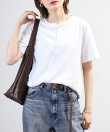 スラブ天竺ヘンリー&キーネックTシャツ 半袖
