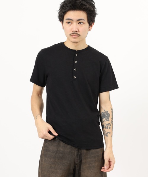 FUNALIVE(ファンアライブ)の「スラブ天竺ヘンリー&キーネックTシャツ 半袖(Tシャツ/カットソー・メンズ・ネイビー/グレー系/ネイビー系/グレー/ピンク系/ピンク/ホワイト/ブラック/ブラック系/ホワイト系・X-LARGE/LARGE/L/M/XL/MEDIUM)」の4枚目の写真