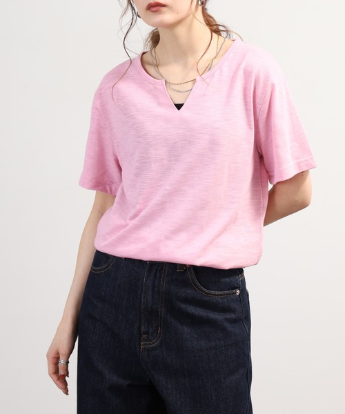 FUNALIVE(ファンアライブ)の「スラブ天竺ヘンリー&キーネックTシャツ 半袖(Tシャツ/カットソー・メンズ・ネイビー/グレー系/ネイビー系/グレー/ピンク系/ピンク/ホワイト/ブラック/ブラック系/ホワイト系・X-LARGE/LARGE/L/M/XL/MEDIUM)」の20枚目の写真