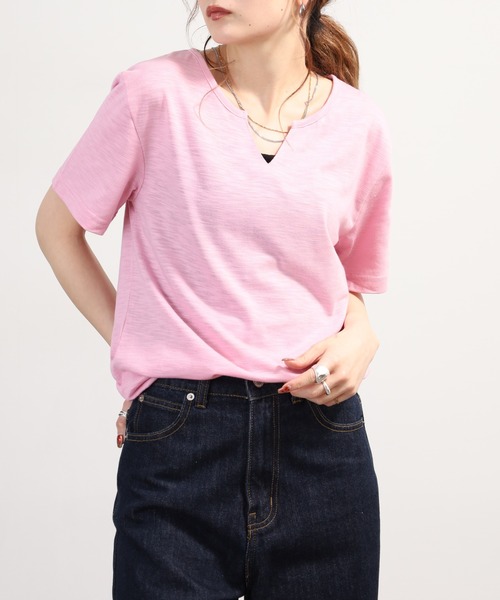 FUNALIVE(ファンアライブ)の「スラブ天竺ヘンリー&キーネックTシャツ 半袖(Tシャツ/カットソー・メンズ・ネイビー/グレー系/ネイビー系/グレー/ピンク系/ピンク/ホワイト/ブラック/ブラック系/ホワイト系・X-LARGE/LARGE/L/M/XL/MEDIUM)」の19枚目の写真