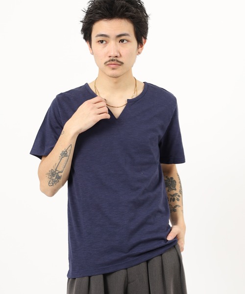 FUNALIVE(ファンアライブ)の「スラブ天竺ヘンリー&キーネックTシャツ 半袖(Tシャツ/カットソー・メンズ・ネイビー/グレー系/ネイビー系/グレー/ピンク系/ピンク/ホワイト/ブラック/ブラック系/ホワイト系・X-LARGE/LARGE/L/M/XL/MEDIUM)」の11枚目の写真