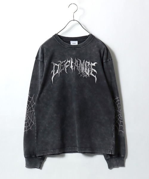 Salong hameu（サロン ハミュー）の「袖プリント グランジロゴ ロングスリーブTシャツ/ロンT/トライバル刺繍/韓国ストリート/ユニセックス（Tシャツ/カットソー・メンズ・ホワイト/ブラック系その他2/カモフラージュ/ホワイト系その他/ブラック/ブラック系その他・M/L）」の6枚目の写真