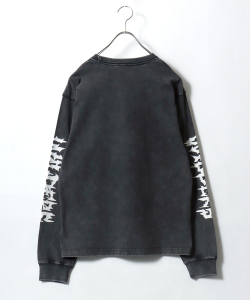 Salong hameu（サロン ハミュー）の「袖プリント グランジロゴ ロングスリーブTシャツ/ロンT/トライバル刺繍/韓国ストリート/ユニセックス（Tシャツ/カットソー・メンズ・ホワイト/ブラック系その他2/カモフラージュ/ホワイト系その他/ブラック/ブラック系その他・M/L）」の10枚目の写真