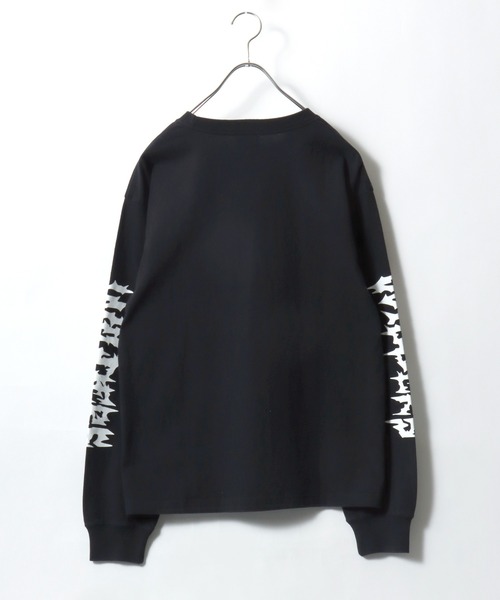 Salong hameu（サロン ハミュー）の「袖プリント グランジロゴ ロングスリーブTシャツ/ロンT/トライバル刺繍/韓国ストリート/ユニセックス（Tシャツ/カットソー・メンズ・ホワイト/ブラック系その他2/カモフラージュ/ホワイト系その他/ブラック/ブラック系その他・M/L）」の13枚目の写真