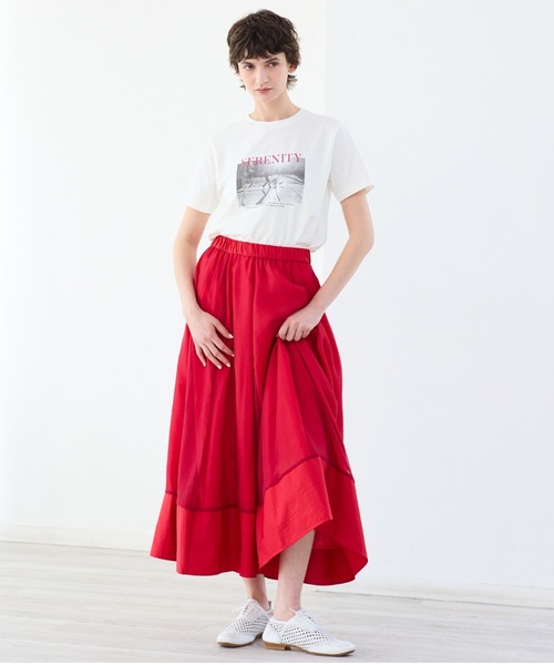 【洗える】オーガンジーコンビボリュームスカート