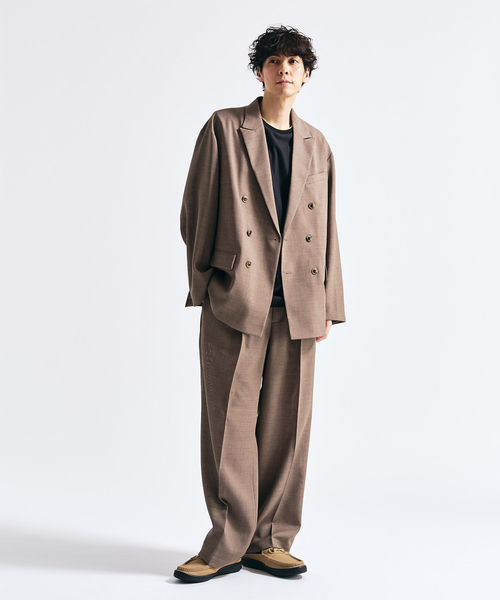 417 EDIFICE（フォーワンセブンエディフィス）の「【EVALET / エバレット】メッシュ Wワイドセットアップ ”WEB限定”（セットアップ・メンズ・グレー/チャコールグレー/ベージュ・LARGE/MEDIUM/SMALL/X-SMALL）」の3枚目の写真