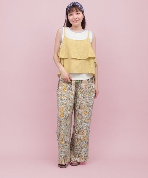 チチカカ(チチカカ)の「Rico マダガスカルブロックプリントパンツ(その他パンツ・レディース・ベージュ/ブルーグリーン・FREE)」の3枚目の写真