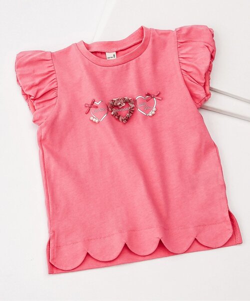 apres les cours(アプレレクール)の「モチーフスカラップTシャツ(Tシャツ/カットソー・キッズ・ミント/ブラック/アイボリー/ローズ・80/90/100/110/120/130/140)」の4枚目の写真