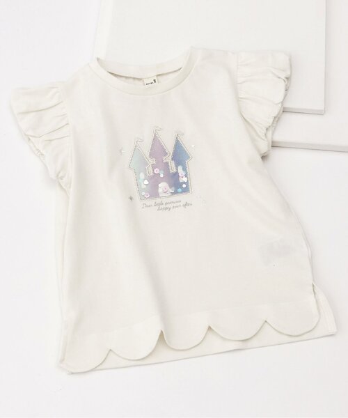 apres les cours(アプレレクール)の「モチーフスカラップTシャツ(Tシャツ/カットソー・キッズ・ミント/ブラック/アイボリー/ローズ・80/90/100/110/120/130/140)」の2枚目の写真